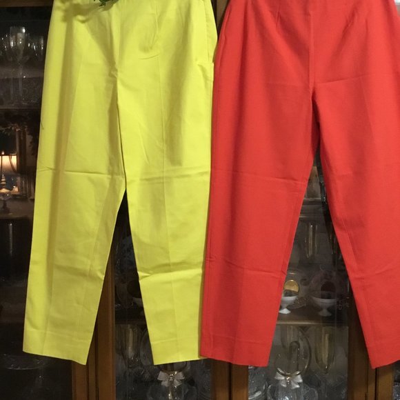 Piazza Sempione Audrey Pants Cropped Italy RARE YELLOW & CORAL Size US 8  IT 44 - Picture 9 of 14